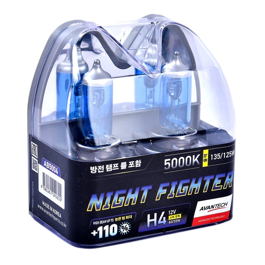 AVANTECH лампа к-т NIGHT FIGHTER H4 12v  AB5004 цоколь H4