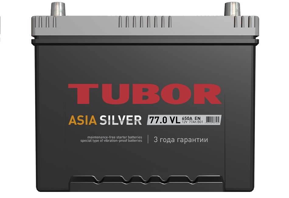 TUBOR SILVER 77 Ач (D 26 L) обр. п. (0) - аккумулятор для азиатских автомобилей