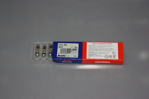 Koito лампа 12v3w (T8*28) 2213 цоколь T8