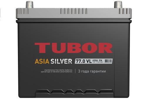 TUBOR SILVER 77 Ач (D 26 L) обр. п. (0) - аккумулятор для азиатских автомобилей